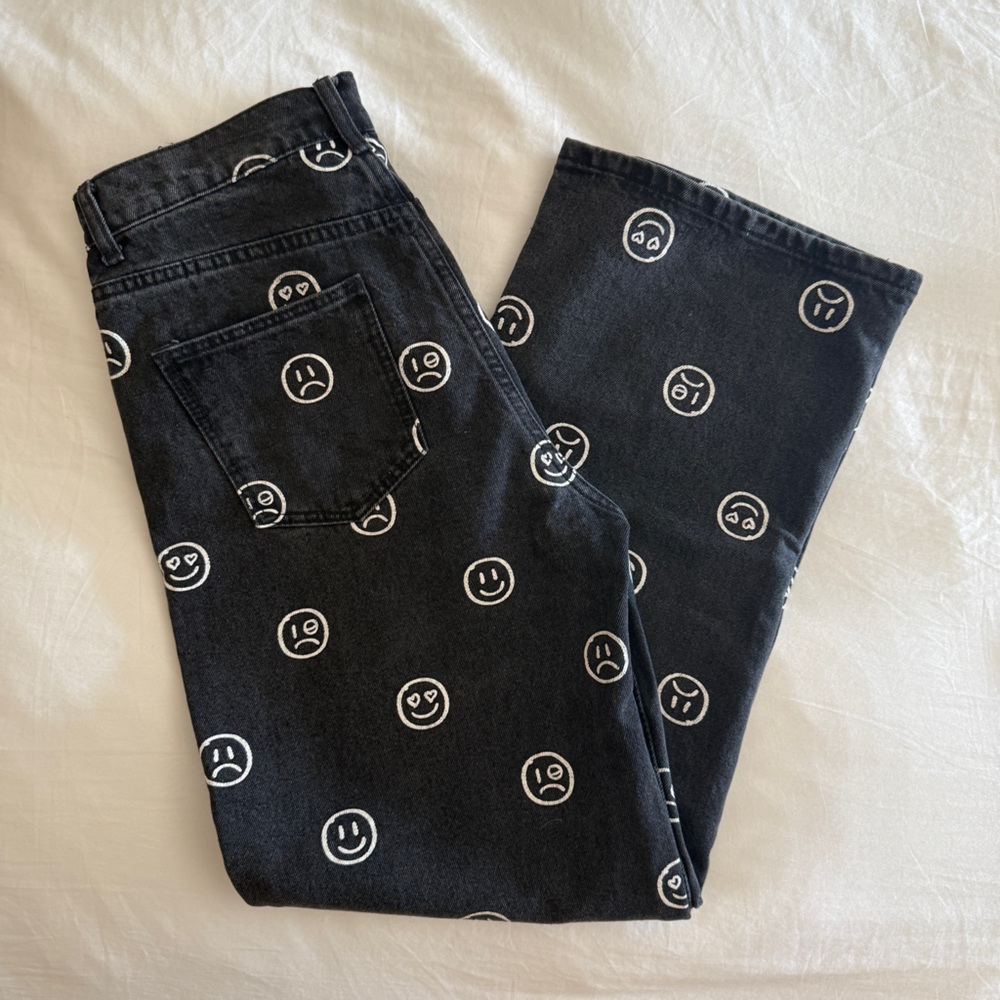 Edikted Black Patterned Jeans | Size L